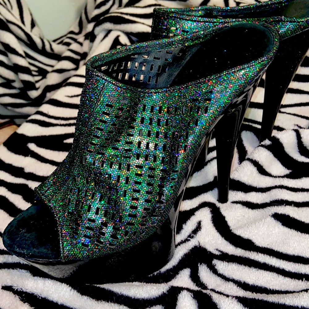 Elle mule stiletto pole dance platform heels sz7